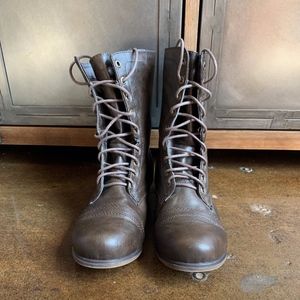 Short Brown Combat/Moto Style Boots